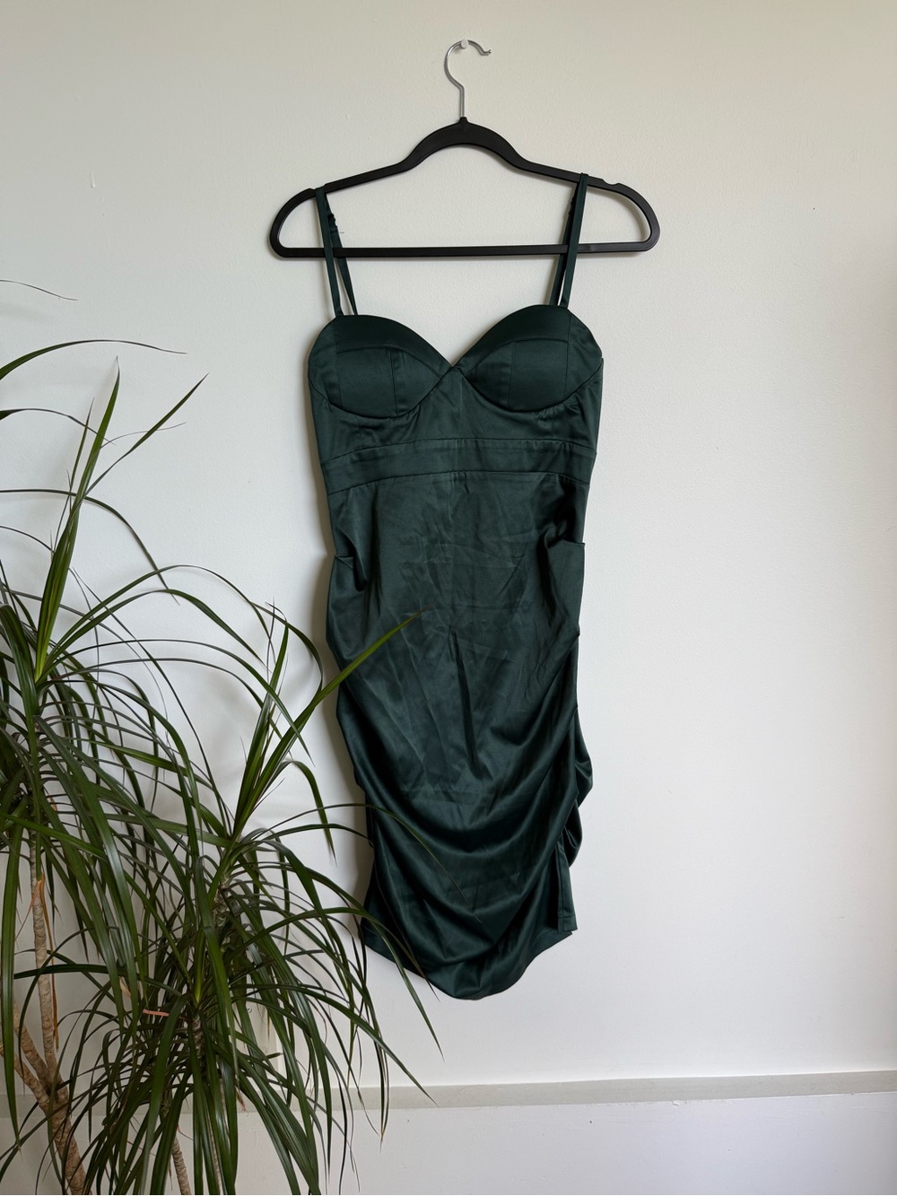 Urban Behavior Dark Green Ruched Bodycon Mini Dress
